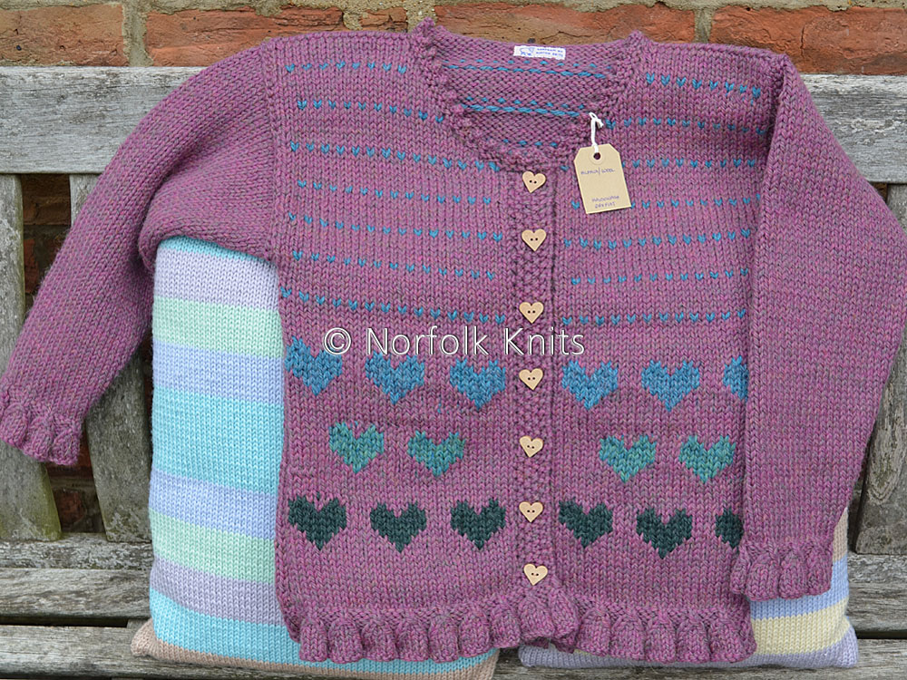 Norfolk Knits Heart motif Child’s Cardigan